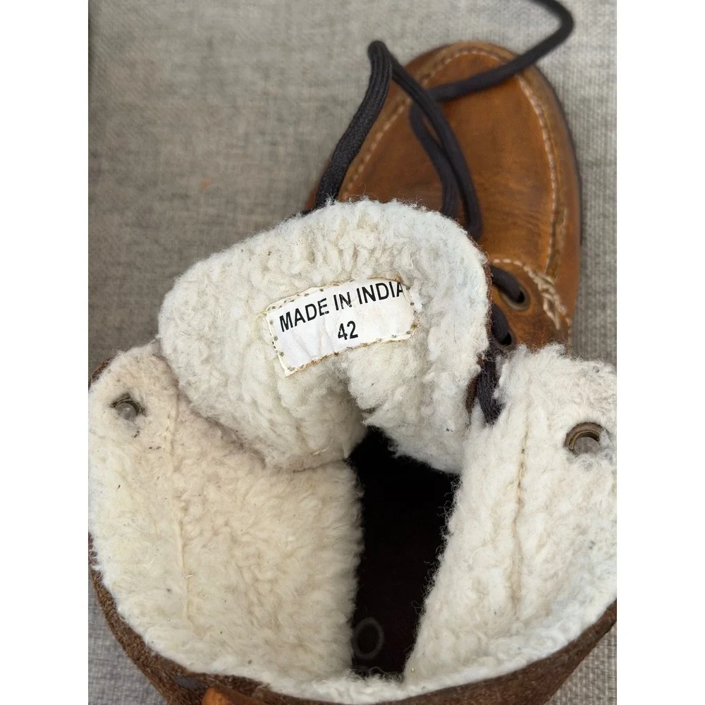 Aldo Womens sz EU 42 US 11 Brown Leather Faux Shearling Lined Moc Toe Ankle Boot